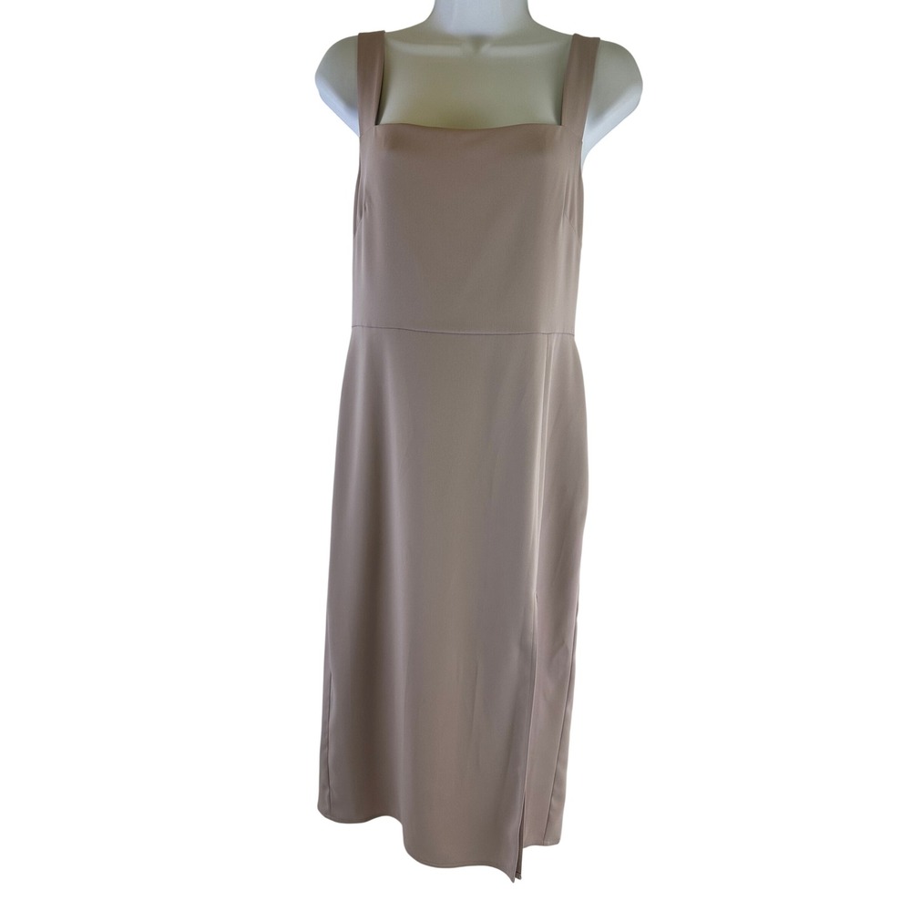 Babaton 90s Slit Midi Dress Halo Pink Minimalist Square Neck Minimalist Womens 6